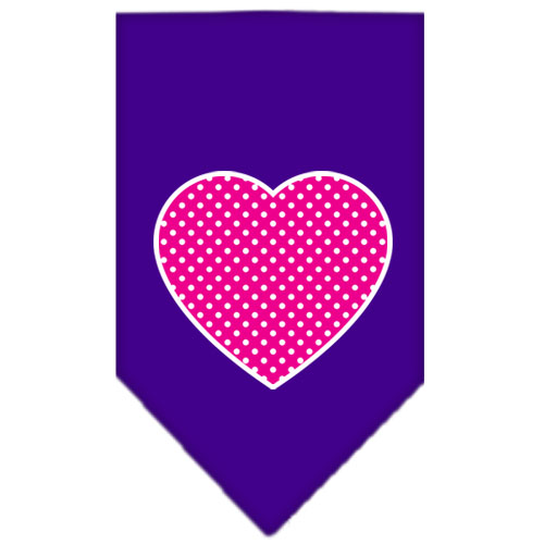 Pink Swiss Dot Heart Screen Print Bandana Purple Small